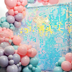 COKAOBE Rainbow Blue Shimmer Wall Backdrop 24PCS Square Sequin Shimmer Backdrop - Image 8