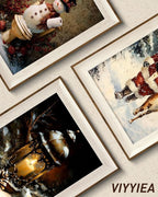 VIYYIEA Winter Framed Wall Art for Living Room, Oil Lamp Canvas Prints - Image 5