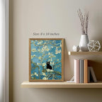 Fantasy Artists Van Gogh's Almond Blossom Funny Black Cat Canvas Wall Art - Image 2