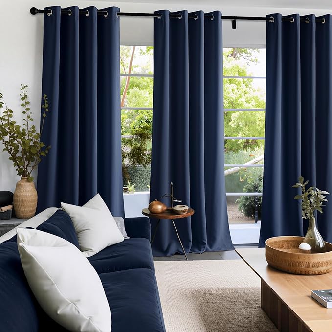 NICETOWN Room Darkening Draperies Curtains Panels, 2 Panels Navy Blue W52 x L108 - Image 9