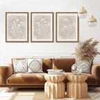 Framed Boho Botanical Flower Wall Art Set of 3, Vintage Minimalist Neutral - Image 7