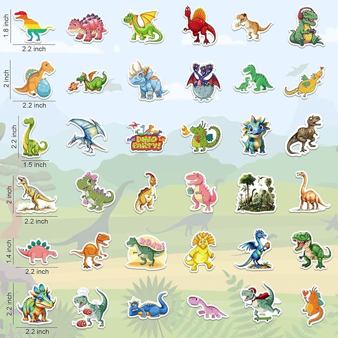 RINOLY 100 PCS Dinosaur Stickers for Kids,Water Bottle Sticker for Teens,Waterproof Vinyl Dinosaur Stickers for Water Bottles,Laptop,Boys Party Favors Supplies