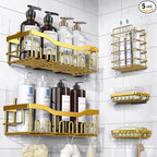 EUDELE 5-Pack Rustproof Stainless Steel Shower Caddy – No Drill Adhesive by EUDELE