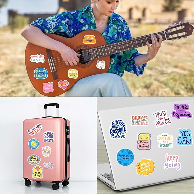 Motivational Stickers - Vinyl Inspirational Stickers for Water Bottle Laptop Decal Positive Qoute Encouraging Stickers Afirmations Encouragement Encouraging Gift Idea for Student Kids Teen