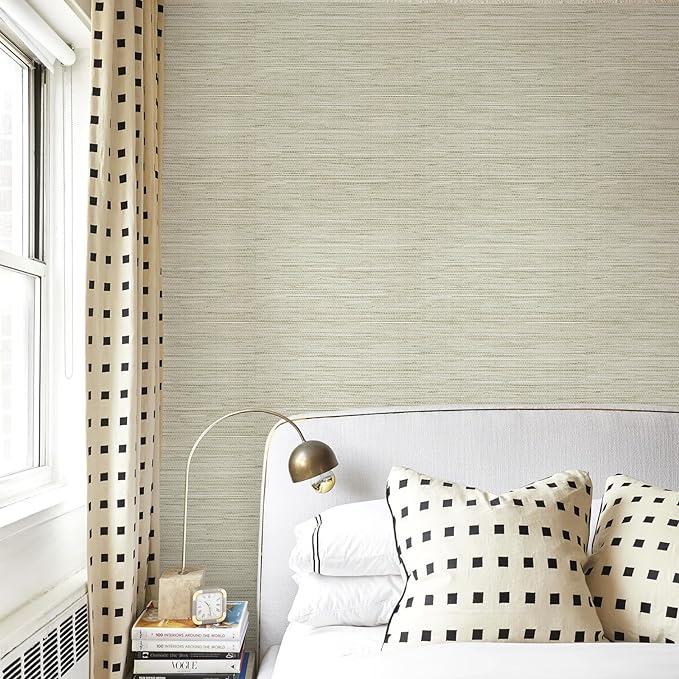 Simon&Siff Cream Textured Grasscloth Peel and Stick Wallpaper 17.7"x197" - Image 6