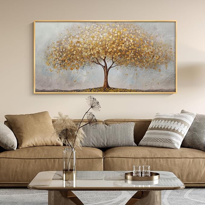 Large Framed Tree of Life Gold Wall Art, Large Canvas Prints Paintings Artwork - Image 4