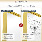 Keonjinn Gold Bathroom Mirrors for Over Sink, 40” x 30” Brushed Brass Mirror - Image 5