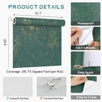 VEELIKE Distressed Teal Gold Metallic Peel and Stick Wallpaper Plaster Concrete - Image 9