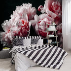 Black Peony Pink Floral Living Room Fabric Wallpaper Bedroom Bathroom Dark by YIHWM-PurchaseNow