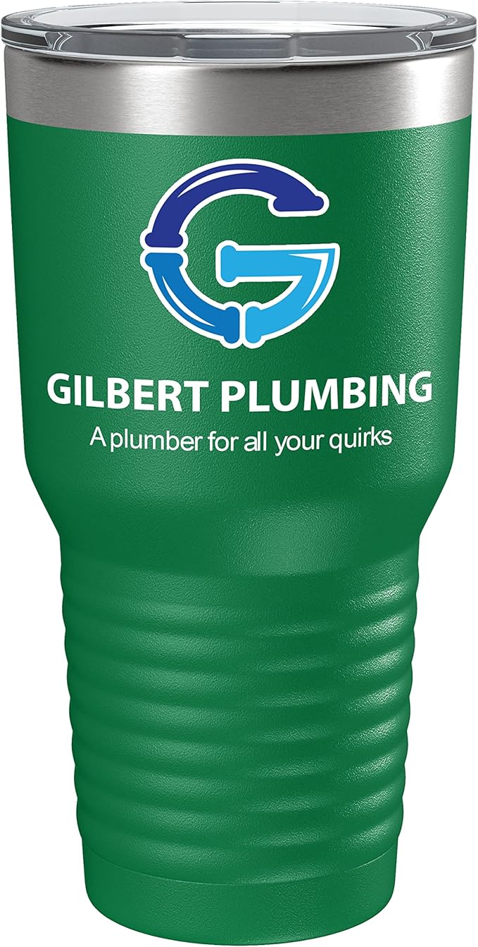 Personalized 30oz (17 Colors) Printed Insulated Stainless Steel Powder Coated Tumbler with Lid - Custom Bulk Promotional Items with your Logo - Bulk Company Small Business Party Favors (Green)