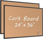 2-Pack Cork Board Bulletin Board 24 x 36, Office Board by Justdowhatyouwanttodo
