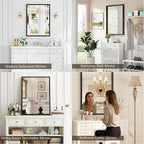 Syndra Black Wood Frame Bathroom Mirror, Waterproof Slim Deep Frame, - Image 6