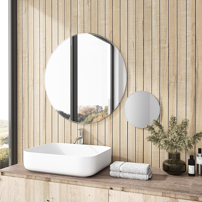 VEELIKE Sand Oak Wood Slat Wall Panels Peel and Stick Faux Wood Panels - Image 5