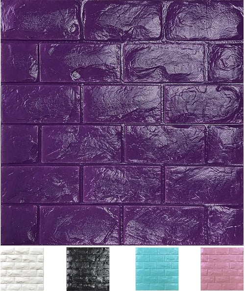 30PCS 3D Wall Panels Peel and Stick Faux Brick Wallpaper Purple Self Adhesive by Yutianli