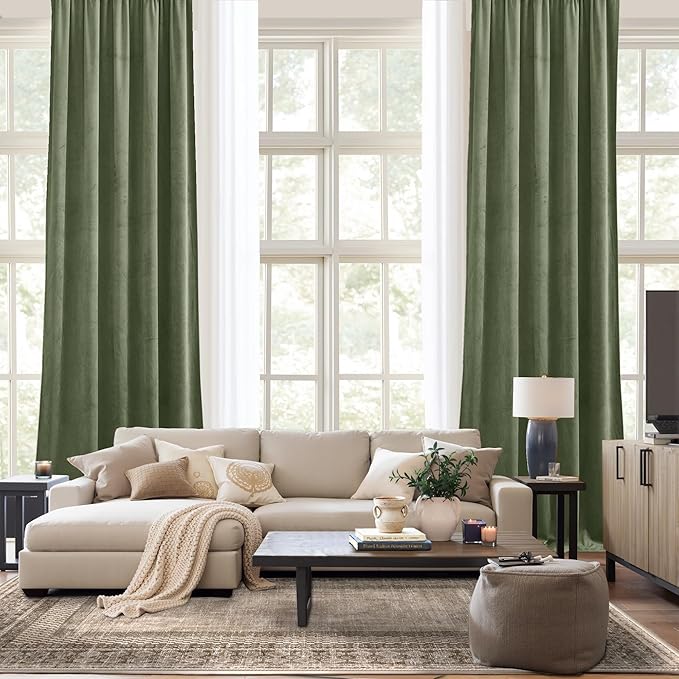 NICETOWN Sage Green Blackout Curtains 72 inches Long 2 Panels, Farmhouse and - Image 9