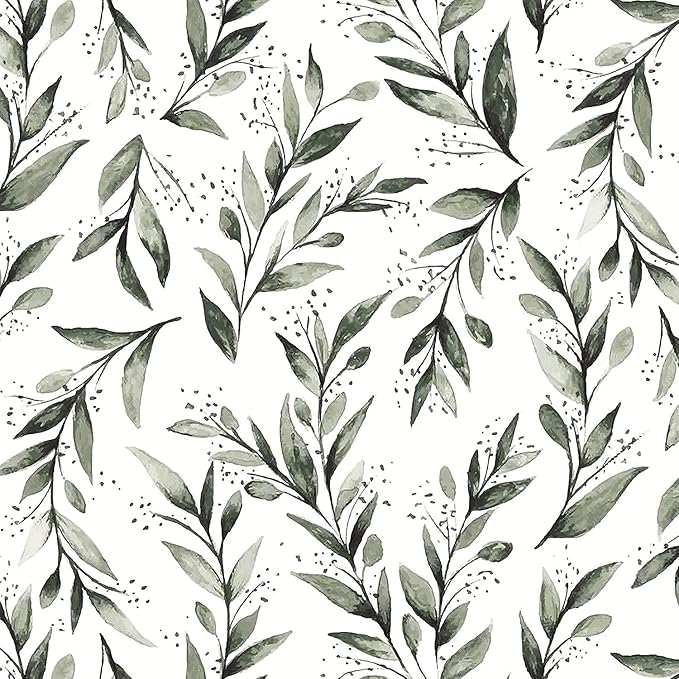 Livebor Green Leaf Peel and Stick Wallpaper Olive Leaf Contact Paper 17.7inch x by LiveborDirectWallpaper