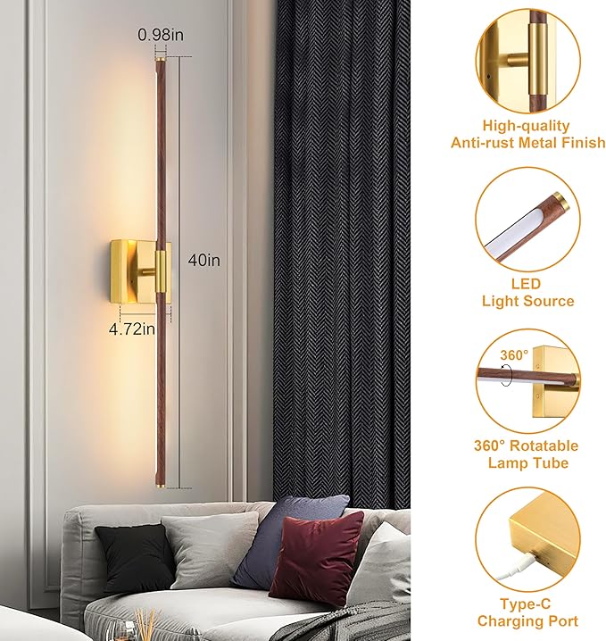 Morauroral Walnut Battery Operated Wall Sconce - Image 6