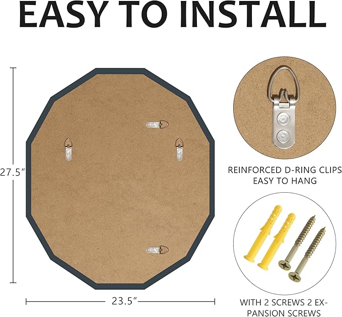 Bathroom Mirrors for Over Sink, Round Frameless Mirrors for Wall, 23.5x27.5 - Image 5