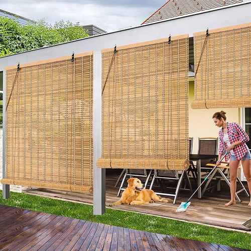 54x72 Inch Bamboo Blinds for Interior Windows, UV Protection Roman Bamboo - Image 2