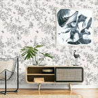 Froluya Black and Cream White Floral Wallpaper Peel and Stick Wallpaper - Image 7