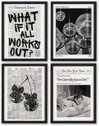 Retro Black And White Newspaper Poster Wall Art, What If It All Works Out Wall by Unknown