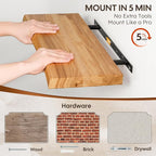 Floating Shelves Set of 2, Solid Elm Wood Wall Shelves 36 Inch - Image 5