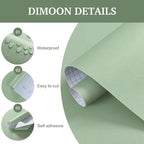 Dimoon 17.7''x236'' Peel and Stick Wallpaper Light Green Contact Paper - Image 4