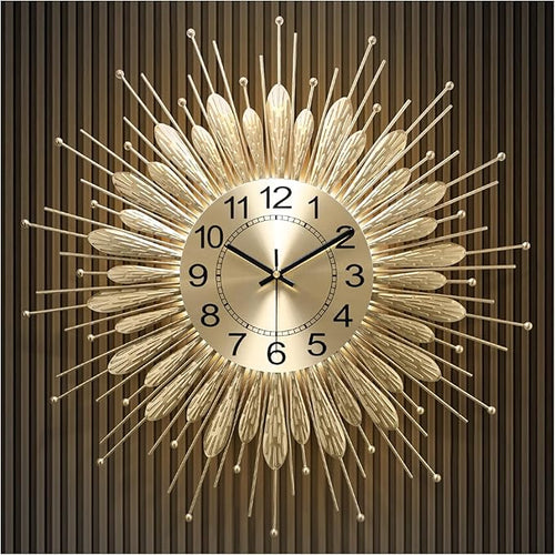 27" Gold Mid Century Modern Wall Clock，Battery Operated Decorative Decorative by HEBOIXHOMEDECOR