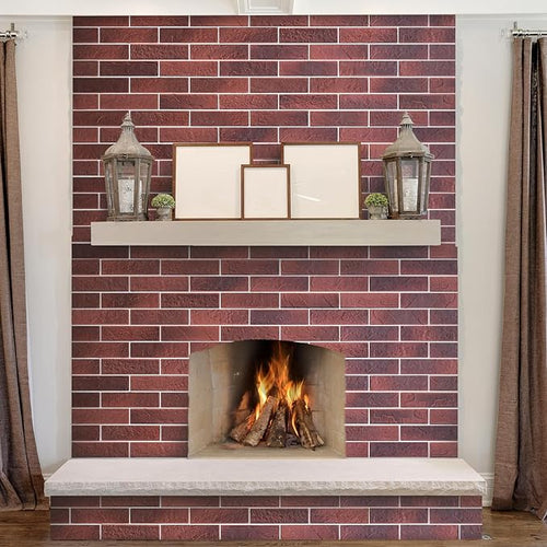 2 Vintage Red Faux Brick Wall Tiles, 3D Thin Brick Veneers - Image 2
