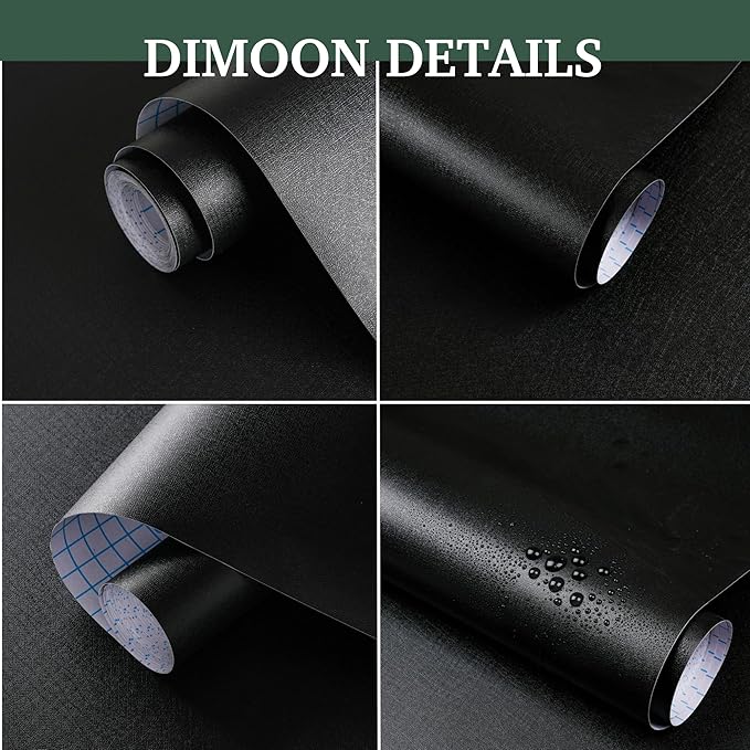 Dimoon 118''x17.7'' Black Peel and Stick Wallpaper Contact Paper Modern Self - Image 2