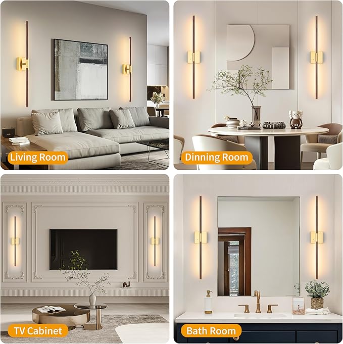 Morauroral 36 Inch Battery Operated Wall Sconces Set of 2, Dimmable Battery - Image 5