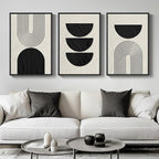 Large Framed Neutral Black and Beige Wall Art, 3 Piece Modern Canvas Prints - Image 2