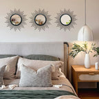 3 Set Black Sunburst Mirrors for Wall Decorative Metal Mirrors Small Mirror - Image 5