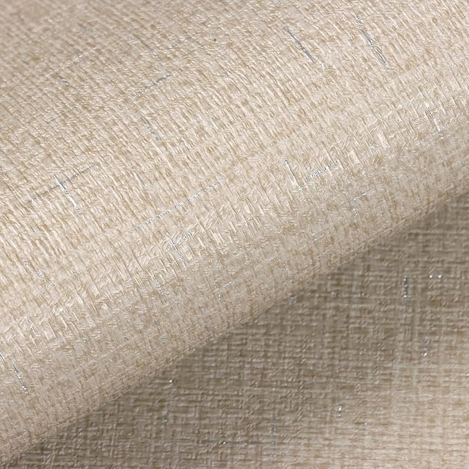 VEELIKE Beige Glasscloth Peel and Stick Wallpaper Textured 24''x118'' - Image 8