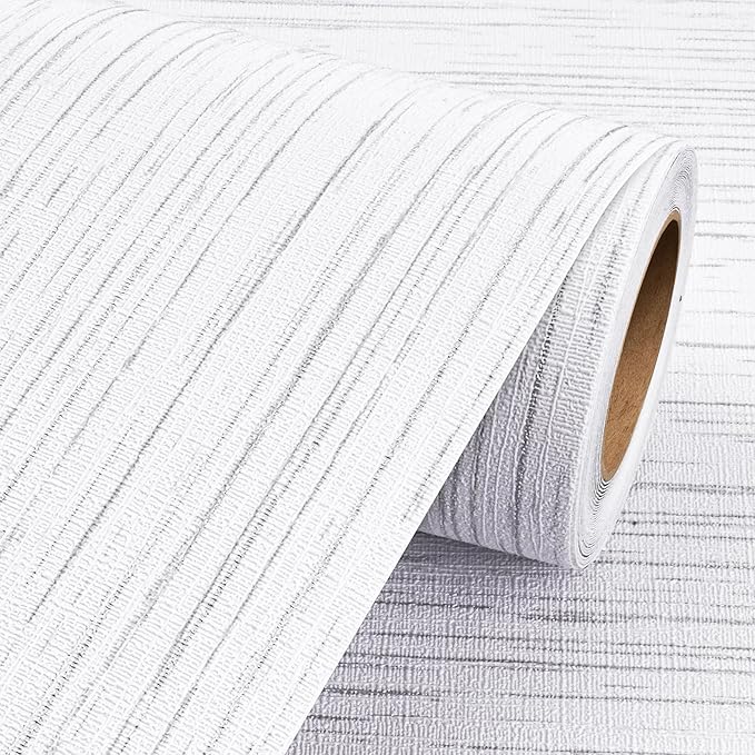 Livelynine 15.8x197 Peel and Stick Grasscloth Wallpaper White Textured Wall by Livelynine