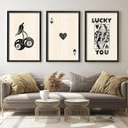 Heiple Framed Set of 3 Poker Wall Art Lucky You Poster, Trendy Retro Wall Art - Image 5