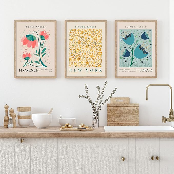 AnyDesign 9 Pcs Flower Market Decoration Matisse Wall Art Prints Floral Art - Image 6