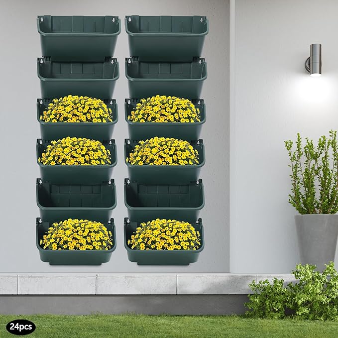 Vertical Wall Planter with 24 Pots, Hanging Garden Plant Flowerpot Holder - Image 4