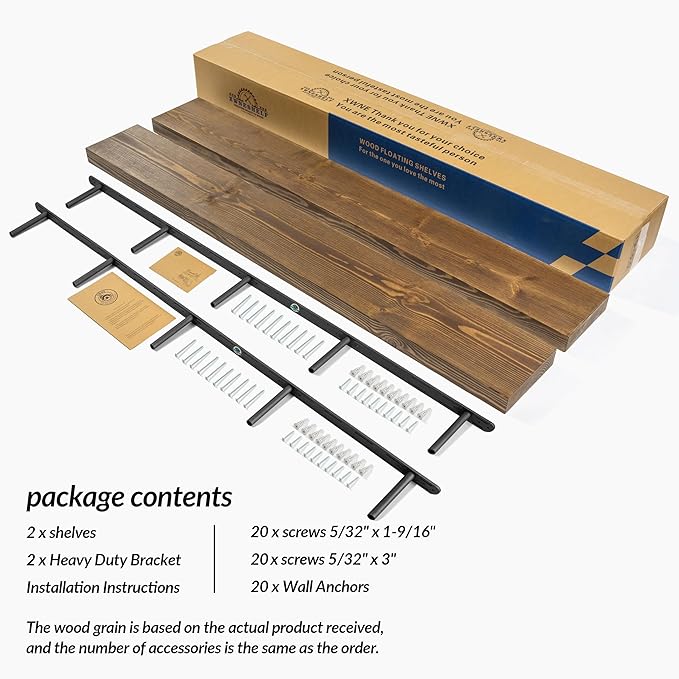 72 Inch Floating Shelves Set of 2, 8-in Deep High End Real Solid Wood Floating - Image 7