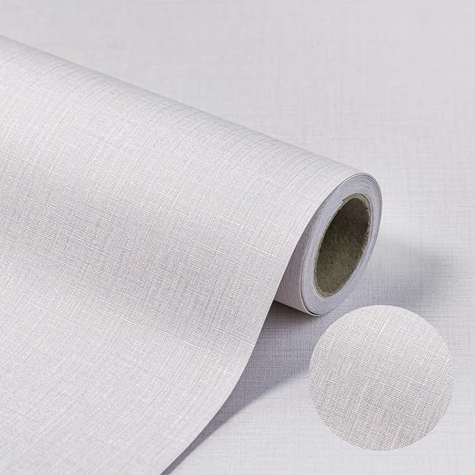 Beige Wallpaper Grasscloth Peel and Stick Wallpaper 15.7"x 393" Fabric Contact by TAPETYLLER