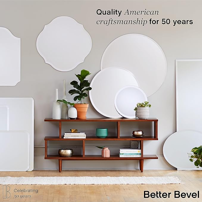 Better Bevel Frameless Square Mirror | 24" x 24" Bathroom Wall Mirror w/Beveled - Image 6