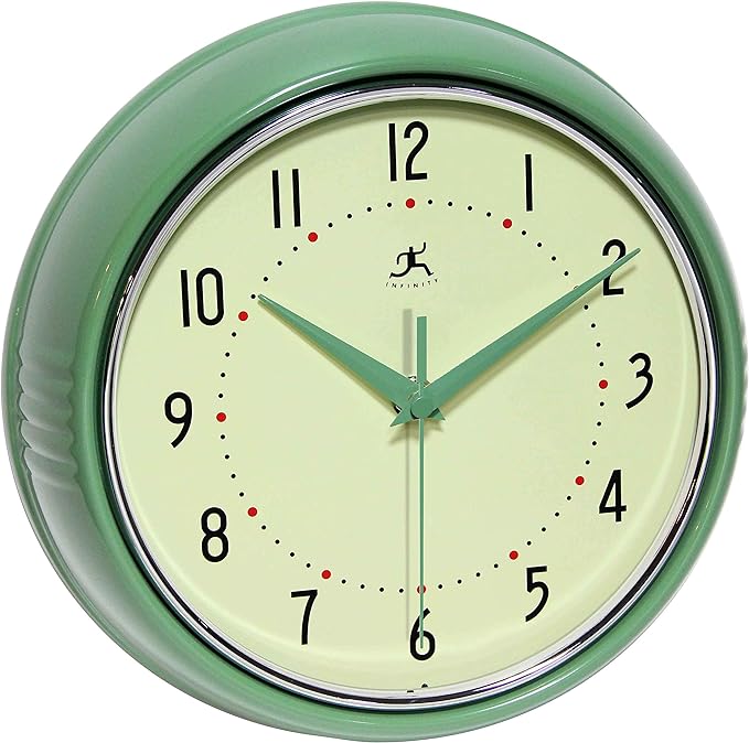 Infinity Instruments LTD. Retro 9 inch Silent Sweep Non-Ticking Mid Century by InfinityInstruments