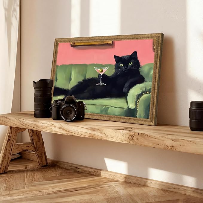 Fantasy Artists Humorous Black Cat Character Wall Art – Relaxed Anthropomorphic - Image 5