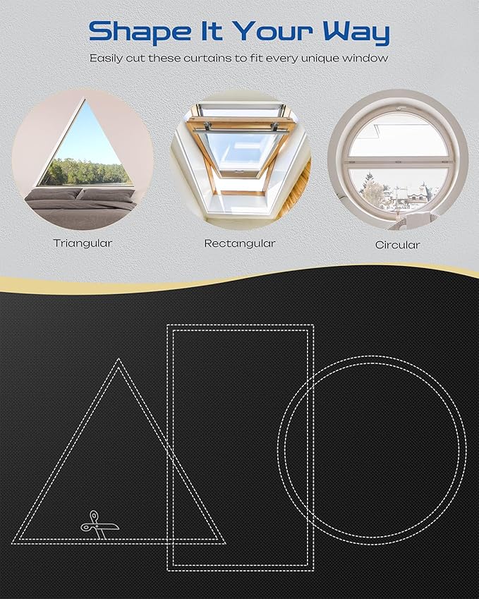 21" W x 64" L 100% Blackout Curtains, Total Darkness No-Drill Black Out Window - Image 3