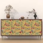 Vintage Floral Bird Wallpaper Peel and Stick, Boho Yellow Contact Paper - Image 2