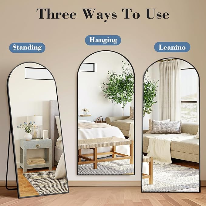 DUMOS Arched Full Length Mirror, Modern Wall Hanging Leaning - Image 5
