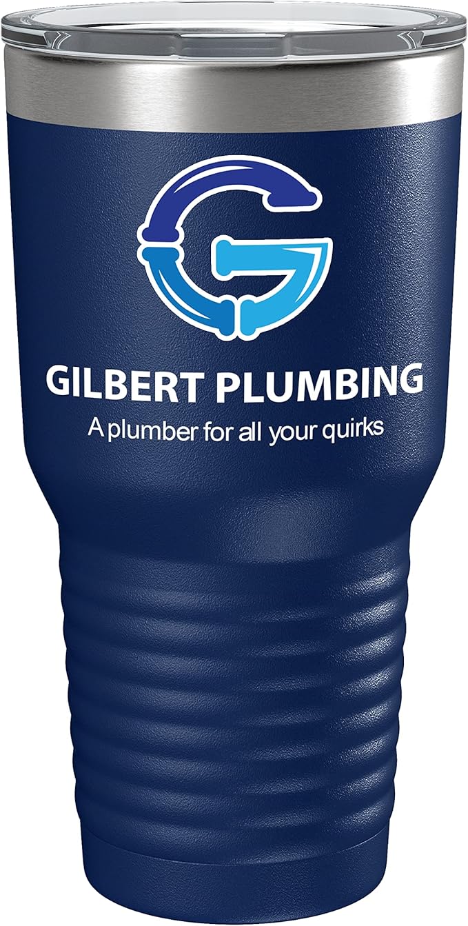 Personalized 30oz (17 Colors) Printed Insulated Stainless Steel Powder Coated Tumbler with Lid - Custom Bulk Promotional Items with your Logo - Bulk Company Small Business Party Favors (Navy Blue)