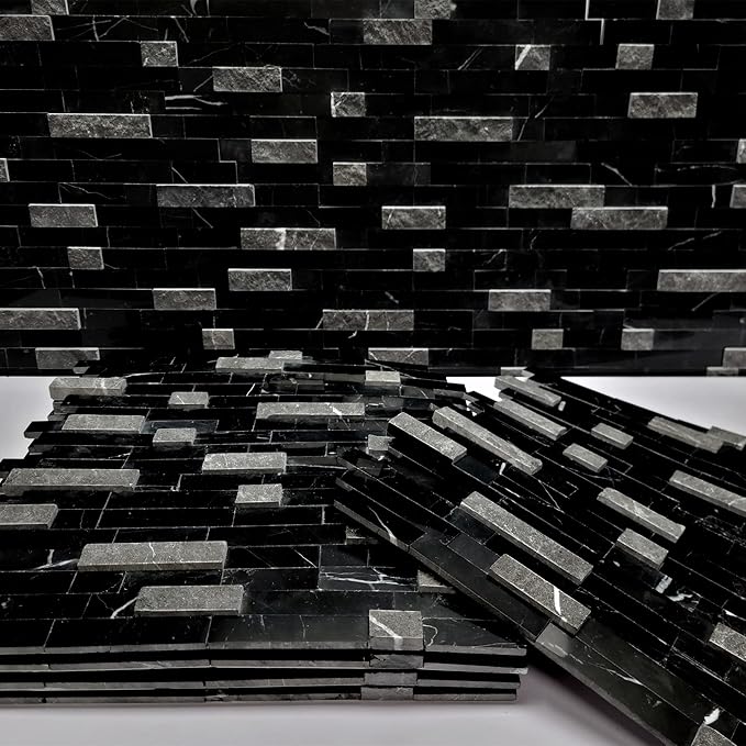 SUNWINGS 5-Sheet Peel and Stick Mosaic Natural 3D Stone Self Adhesive Marble - Image 3