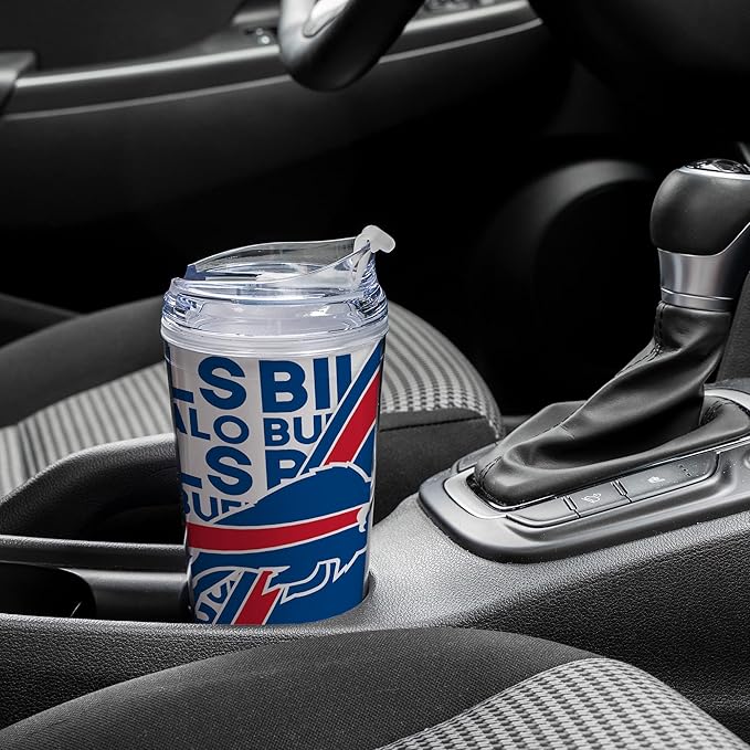 NFL Football 24oz Acrylic Tumbler with Hinged Lid, Officially Licensed Double Wall Tumbler for NFL Fans