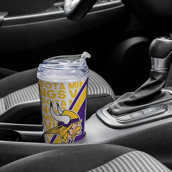 NFL Football 24oz Acrylic Tumbler with Hinged Lid, Officially Licensed Double Wall Tumbler for NFL Fans